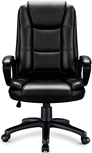 OFIKA Home Office Chair, 400LBS Big and Tall Heavy Duty Design, Ergonomic High Back Cushion Lumbar Back Support, Computer Desk, Adjustable Executive Leather Chair with Armrest