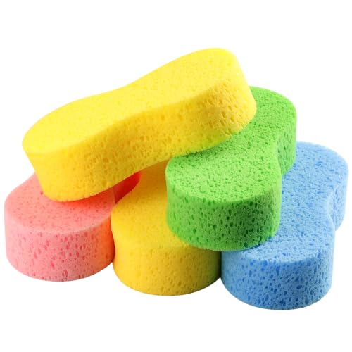 Temede Car Wash Sponge 5pcs, Large All Purpose Sponges for Cleaning, 2.4in Thick Foam Scrubber Kit, Sponges for Dishes, Tile, Bike, Boat, Easy Grip Sponge for Kitchen, Bathroom, Household Cleaning