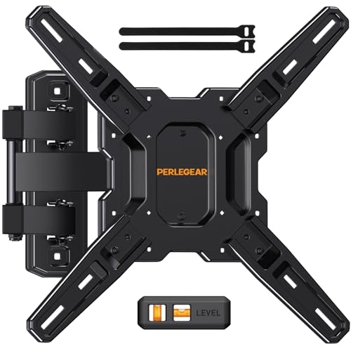 Perlegear UL Listed Full Motion TV Mount for Most 26–60 inch Flat or Curved TVs up to 82 lbs, Wall Bracket with Articulating Arms, Tool-Free Tilt, Swivel, Extension, Max VESA 400x400mm, PGMF3