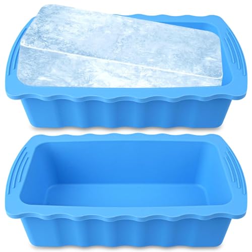 Haldane 2PC Extra Large Ice Block Molds, 6LB Giant Ice Cube Molds for Plunge Lab, Ice Container for Freezer, Thickened and Reinforced Silicone Ice Tray, Cold Plunge Tub Accessories, Blue