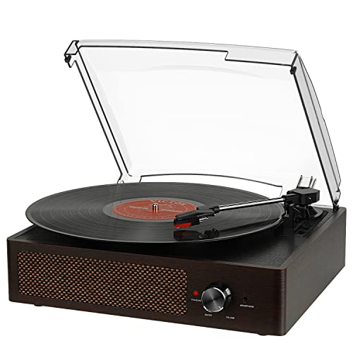 Vinyl Record Player Turntable with Built-in Bluetooth Receiver & 2 Stereo Speakers, 3 Speed 3 Size Portable Retro Record Player for Entertainment and Home Decoration