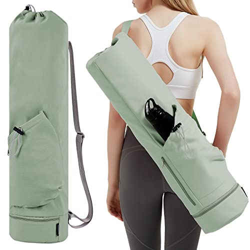 sportsnew Yoga Mat Bag with Water Bottle Pocket and Bottom Wet Pocket, Exercise Yoga Mat Carrier Multi-Functional Storage Bag