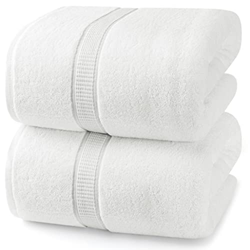 Utopia Towels - Luxurious Jumbo Bath Sheet 2 Piece - 600 GSM 100% Ring Spun Cotton Highly Absorbent and Quick Dry Extra Large Bath Towel - Super Soft Hotel Quality Towel (35 x 70 Inches, White)