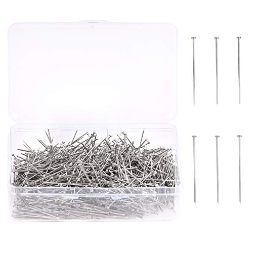 1000PCS Fine Straight Pins, Durable Stainless Steel Dressmaker For Sewing with Plastic Boxes, Flat Head, Satin Pins for Jewelry Making, Sewing Crafts