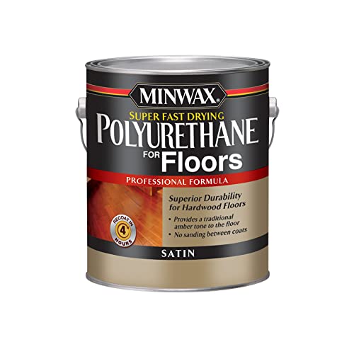 Minwax Super Fast Drying Polyurethane Protective Wood Finish, Clear Satin, 1 Gallon