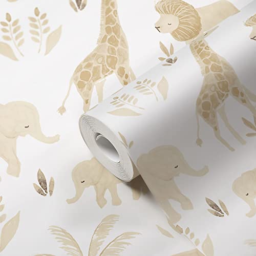 Crane Baby Safari Wallpaper for Nursery, Removable Wallpaper for Boys and Girls, Safari Animal, 20.87”w x 270