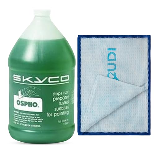 jecudi Ospho Metal Treatment Gallon - Rust Converter for Metal Surfaces - Rust Remover for Cars, Boats, Trucks - Compatible with Most Vehicle Paints - Suitable for Indoor Use - Bonus Cleaning Towel