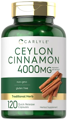 Carlyle Ceylon Cinnamon Capsules | 2000mg per Capsule | 120 Count | 60 Servings | Non-GMO and Gluten Free