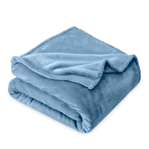 Bare Home Fleece Blanket - Full/Queen Blanket - Coronet Blue - Lightweight Blanket for Bed, Sofa, Couch, Camping, and Travel - Microplush - Ultra Soft Warm Blanket (Full/Queen, Coronet Blue)