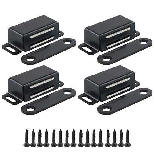 Alise Cabinet Magnetic Catch,Door Catch with Strong Magnetic for Cabinet,Closet Doors Catches Closer Latches Hardware,Stainless Steel Catches for Cupboard Drawer Kitchen Wardrobe,Black(Pack of 4)