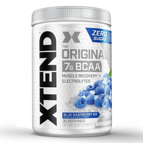 XTEND Original BCAA Powder Blue Raspberry Ice - Sugar Free Post Workout Muscle Recovery Drink with Amino Acids - 7g BCAAs for Men & Women - 30 Servings