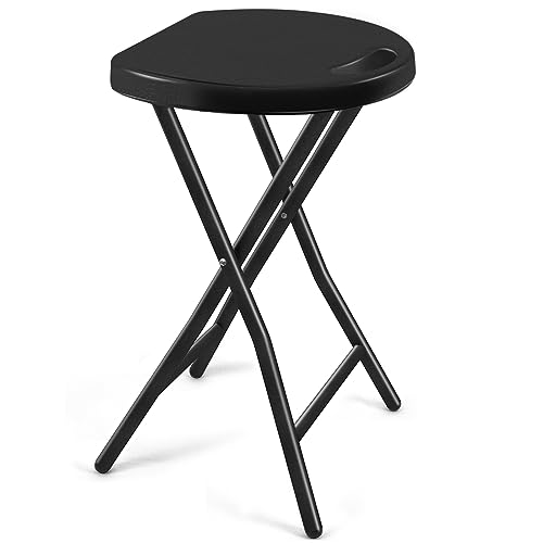 TAVR Furniture Portable Folding Chair with Handle, Heavy Duty Round Fold Stool Chair with 500lbs Capacity for Adults, 18 Inch Foldable Stool for Dorm, Kitchen, Vanity, Church and Outdoor use