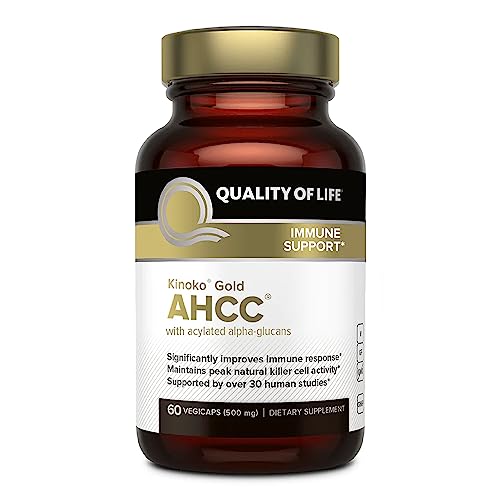 Premium Kinoko Gold AHCC Supplement–500mg of AHCC per Capsule–Supports Immune Health, Liver Function, Maintains Natural Killer Cell Activity & Enhances Cytokine Production–60 Veggie Capsules