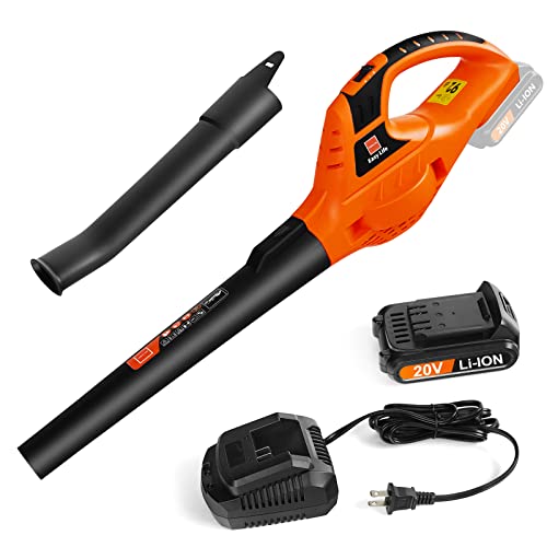Leisch Life Cordless Leaf Blower,20V Handheld Electric Leaf Blowers with 2.0Ah Battery & Fast Charger, 2 Speed Mode, Lightweight Battery Powered Leaf Blowers for Cleaning Patio, Yard, Sidewalk,Snow
