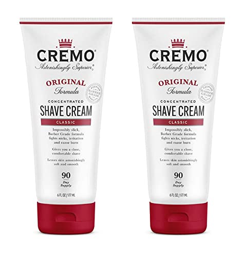 Cremo Barber Grade Original Shave Cream, Astonishingly Superior Ultra-Slick Shaving Cream Fights Nicks, Cuts and Razor Burn, 6 Fl Oz (2 Pack)