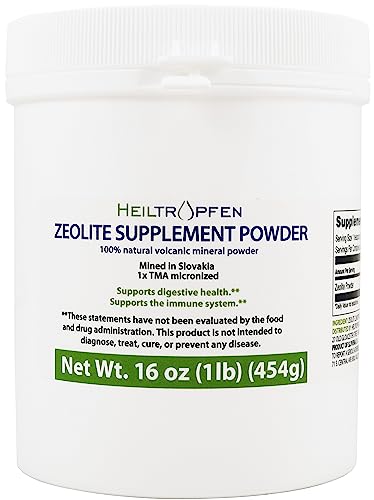 Zeolite Supplement Powder 1 Pound - 454 g | Detox | Clinoptilolite 93+-3% | Activated | Natural Mineral Dust | Ultra FINE Less-Than 20 µm | Heiltropfen®