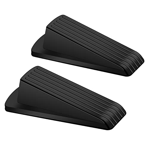 Door Stoppers, 2 Pack Premium Rubber Door Stoppers for Bottom of Door Security Rubber, Door Stopper Wedge for Carpet Heavy Duty Door