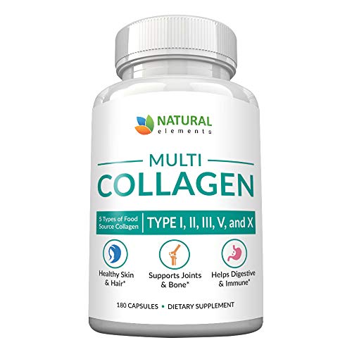 Multi Collagen 180 Protein Capsules - Type I, II, III, V, X Collagen Pills - Proprietary Blend of Eggshell, Chicken, Wild Fish & Grass-Fed Beef Collagen Peptides - 2025mg per serv