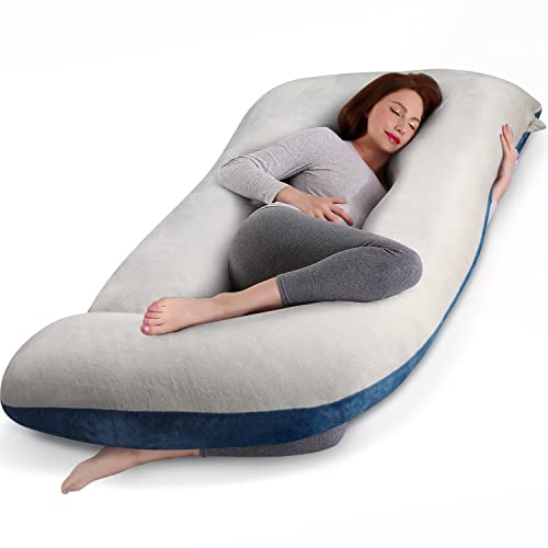 cauzyart Pregnancy Maternity Pillows for Sleeping 55 Inches U-Shape Full Body Pillow Support - for Back, Hips, Legs, Belly for Pregnant Women with Removable Washable Velvet Cover