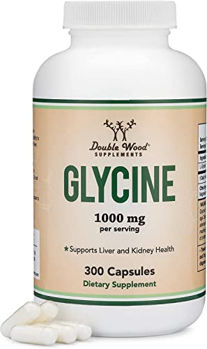 Glycine Supplement - 1,000mg Glycine Powder per Serving (300 Capsules) Relaxing Amino Acid for Sleep (Glicina) (Manufactured in The USA, Third Party Tested, Gluten Free, Non-GMO) by Double Wood