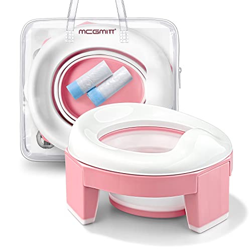 MCGMITT Portable Potty Seat for Kids Travel - Foldable Training Toilet Chair for Toddler Girls with Storage Bags for Outdoor and Indoor Easy to Clean(Pink)