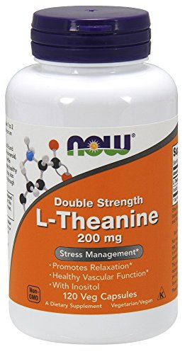 NOW Supplements, L-Theanine 200 mg with Inositol, Stress Management*, 120 Veg Capsules