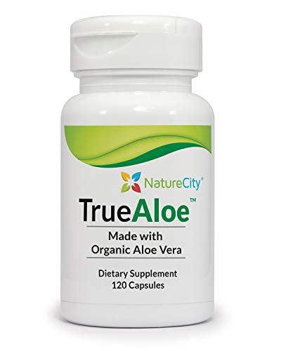 NatureCity True Aloe Vera Capsules Organic | Non-GMO 40,000mg Aloe Vera Pills (30-Day Supply) | Made with USDA Organic Aloe Vera Supplements | Digestive & Joint Support Supplement