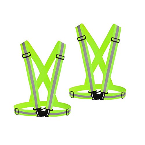 Chiwo Reflective Vest Running Gear 2Pack, High Visibility Adjustable Safety Ves for Night Cycling,Hiking, Jogging,Dog Walking