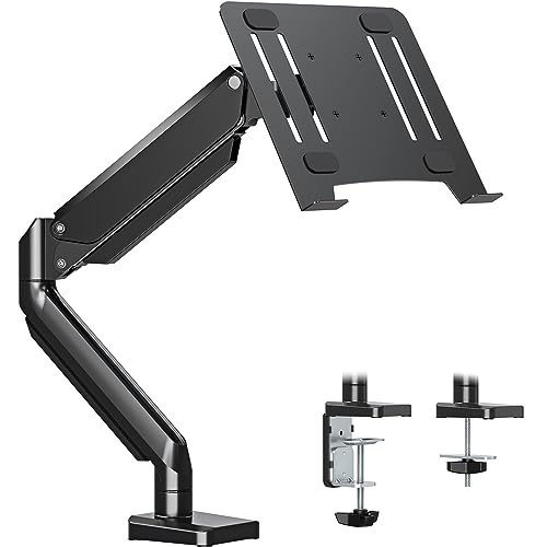 MOUNTUP Laptop Arm Mount for Desk Holds 3.3-17.6lbs, Single Laptop Computer Desk Mount for 13-17 Inch Notebook Fully Adjustable Laptop Tray Stand with Gas Spring Arm, with Clamp/Grommet Base MU4007