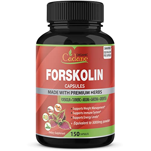 Forskolin Supplements Capsules 5000mg, 5 Month Supply, 150 Capsules & Turmeric Curcumin, Arjuna, Garcinia Cambogia, Green Tea | Supports Nourishing Diet, Energy Booster |Coleus Forskohlii Extract