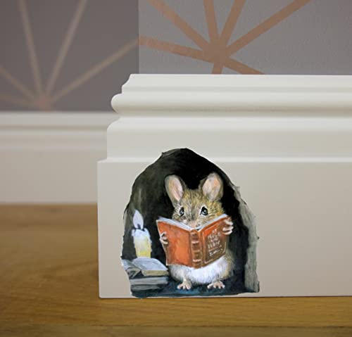 2 Stickers Mouse Reading Book in Wall 3D Sticker Decal Funny 2 Pack by Lumiere Tech