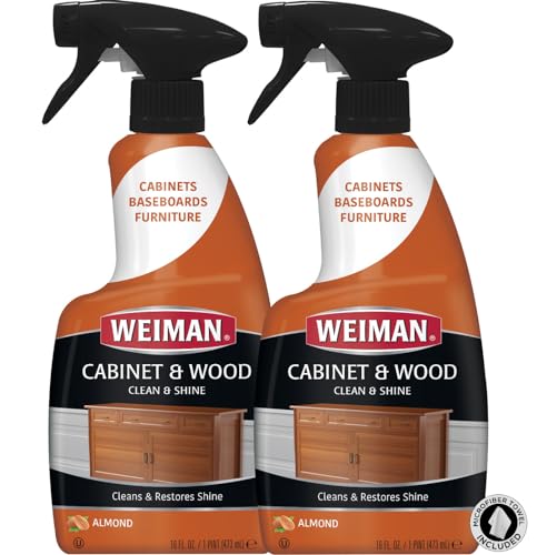 Weiman Cabinet & Wood Clean & Shine Clean and Protect Spray - For Wood Cabinets, Furniture, Tables, Baseboards, Trim and more! 16 oz, 2 PACK w/MicroFiber Towel