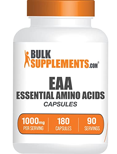 BULKSUPPLEMENTS.COM Essential Amino Acids Capsules - EAA Capsules, Essential Amino Acids Supplement, EAAs Amino Acids - EAA Supplements, 2 Capsules per Serving, 90-Day Supply, 180 Capsules