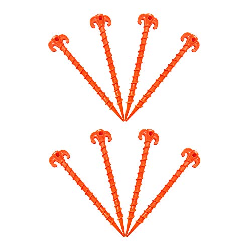 Beach Tent Stakes Canopy Anchors Canopy Stakes Heavy Duty Screw Shape 10 inch - 8 Pack Orange