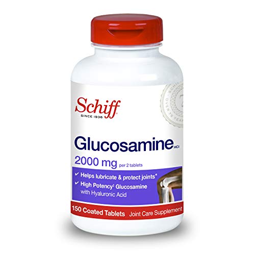 Schiff Glucosamine 2000mg (per serving) + Hyaluronic Acid Tablets (150 count in a bottle), Joint Care Supplement That Helps Support Joint Mobility & Flexibility, Supports The Structure Of Cartilage