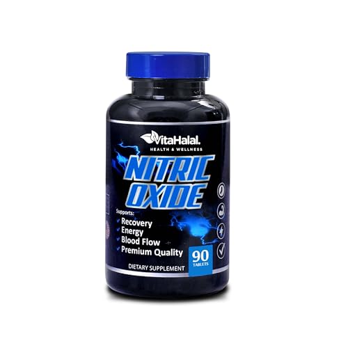 VitaHalal Nitric Oxide Supplement - Powerful Nitric Oxide Booster for Men to Support Blood Pressure, Healthy Blood Flow, Supplement for Men - Natural Energy Boost, L-Arginine Non-GMO Capsules