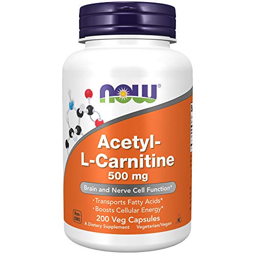 NOW Supplements, Acetyl-L Carnitine 500 mg, Amino Acid, Brain And Nerve Cell Function*, 200 Veg Capsules