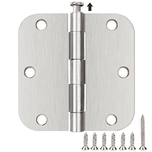 30 Pack Nickel Door Hinges Satin Nickel 3.5 x 3.5 Inch Interior 3 1/2 Inch Door Hinges Brushed Nickel Rounded 5/8