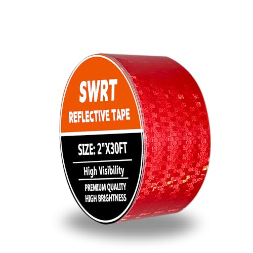 SWRT Reflective Tape 2 Inch x 30 Feet DOT-C2 Shining Star Fade Resistant Red Reflective Tape Outdoor Waterproof Strong Adhesive Safety Warning Tape Reflector Conspicuity Tape for Trailer Trucks Bike