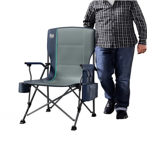 TIMBER RIDGE Oversized Folding Camping Chair High Back Heavy Duty for Adults Support up to 500lbs with Cup Holder, Side Pocket Cooler Bag