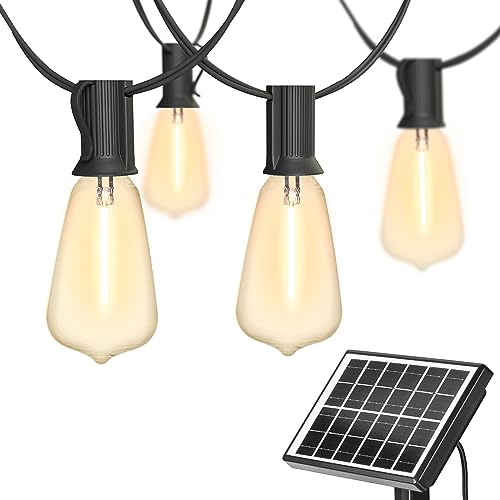 Banord ST38 Solar String Lights, 50ft Solar Outdoor Lights with 25 Shatterproof LED Bulbs, Outdoor Hanging String Lights Waterproof Patio Lights for Outside, Backyard, Porch, Garden, Party, Camping