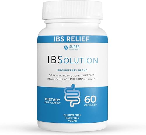 IBSolution IBS Relief, Irritable Bowel Syndrome Supplement for Men and Women, Digestive Gut Health Support, Constipation, Diarrhea, Gas, Bloating and Stomach Pain Relief, All-Natural, Vegan - 60 ct