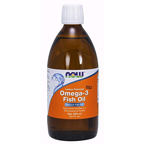 NOW Supplements, Omega-3 Fish Oil Liquid, Molecularly Distilled, Lemon Flavored, 16.9-Ounce