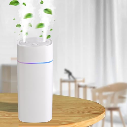 600ml Double Spray Small Humidifier for Bedroom, Mini Humidifier for Plant, Desk,Plant Humidifier with Double Spray, Portable Double Jet Humidifier for Indoor Office, Car