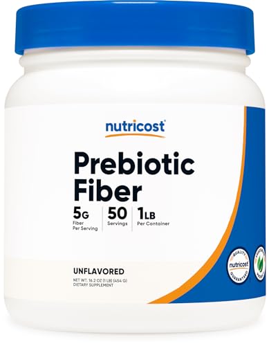 Nutricost Prebiotic Fiber Powder (1 LB, Unflavored) - Digestive Health, Natural Fiber Supplement, Soluble Plant Fiber Blend