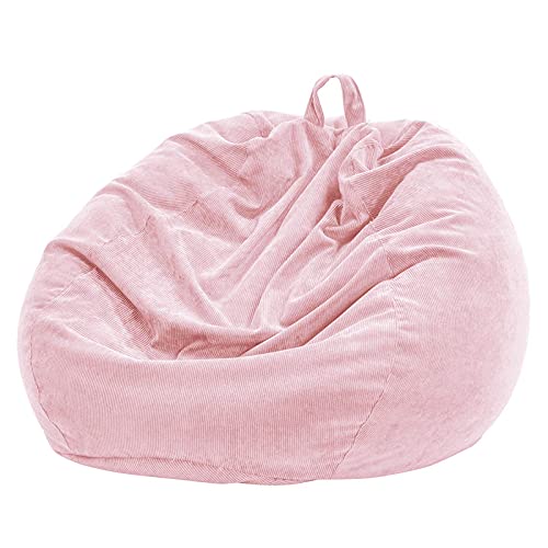 Nobildonna Bean Bag Chair Cover (No Filler) for Kids and Adults. Extra Large 300L Bean Bag Stuffed Animal Storage Washable Soft Premium Corduroy Stuffable Bean Bag Cover (Pink)