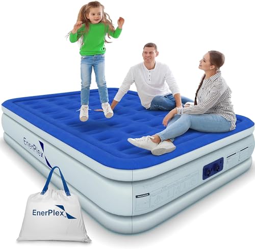 EnerPlex Air Mattress with Built-in Pump - Double Height Inflatable Mattress for Camping, Home & Portable Travel - Durable Blow Up Bed with Dual Pump - Easy to Inflate/Quick Set UP