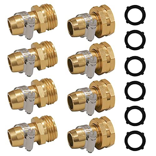 Hourleey Garden Hose Repair Connector with Clamps, Fit for 3/4