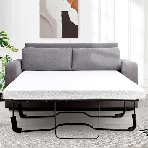 Gelsea 4Inch Memory Foam Sofa Bed Replacement Mattress for Full Size Sleeper Sofa & Couch Beds - Made in USA - Washable Material/Non-Slip Base - Sofa Not Included - 72”L x 53”W x 4”H