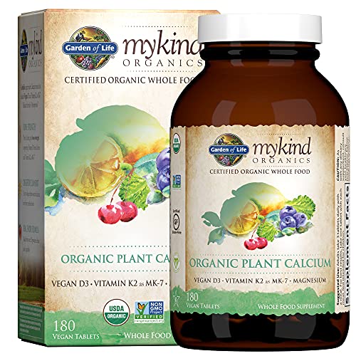 Garden of Life Organics Plant Calcium Supplement Made from Whole Foods with Magnesium, Vitamin D as D3, and Vitamin K as MK7 for Bone Health, Teeth & Joint Support, Gluten-Free - 60 Day Count